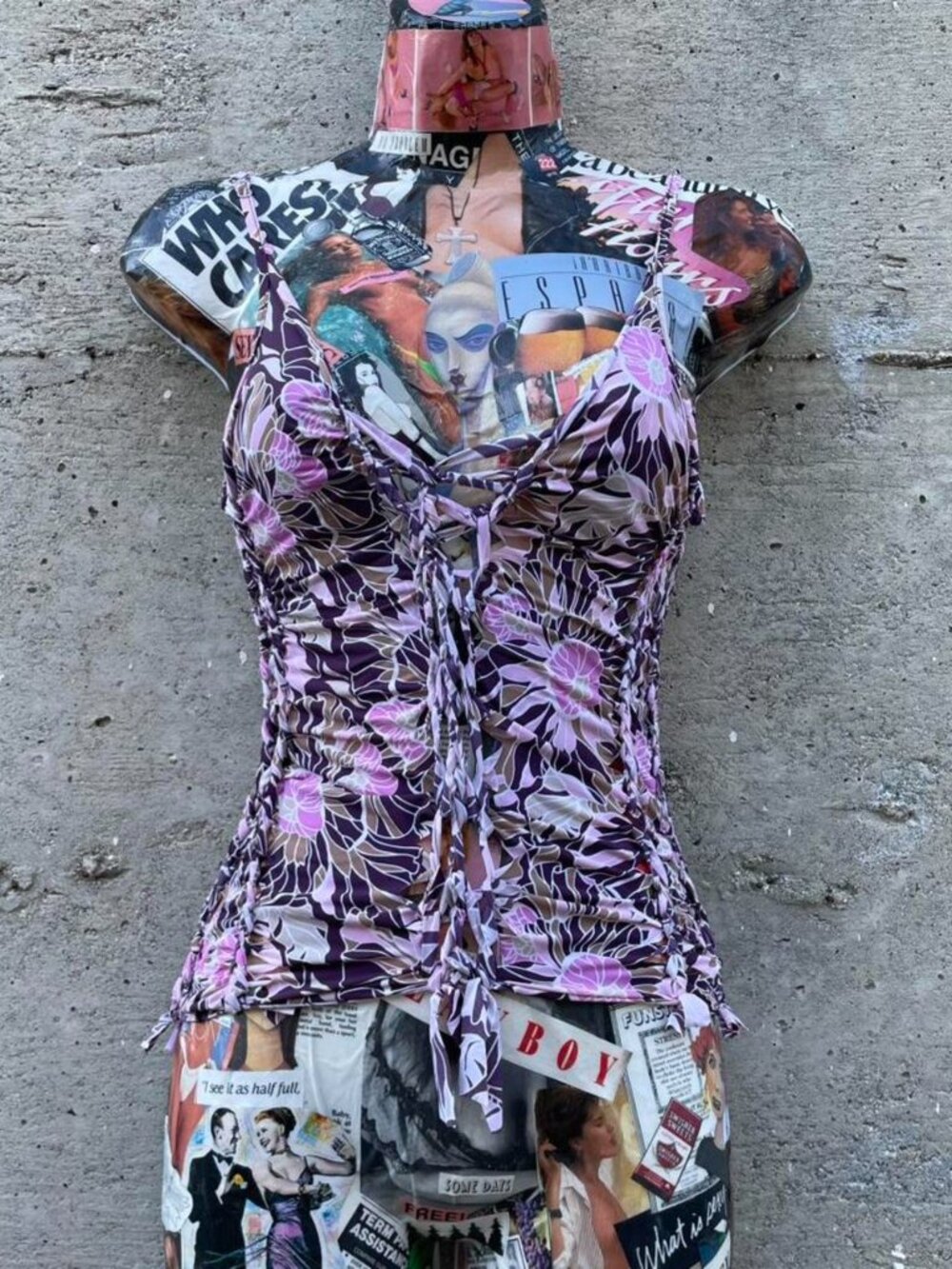 floral slitweave tank top